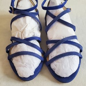J Crew  new suede sandals sz.6.5M blue